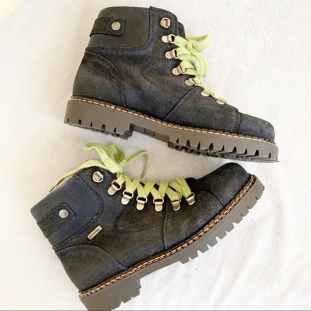 Richter Black Suede D-Ring Lace Up Work Booties - Picture 6 of 8